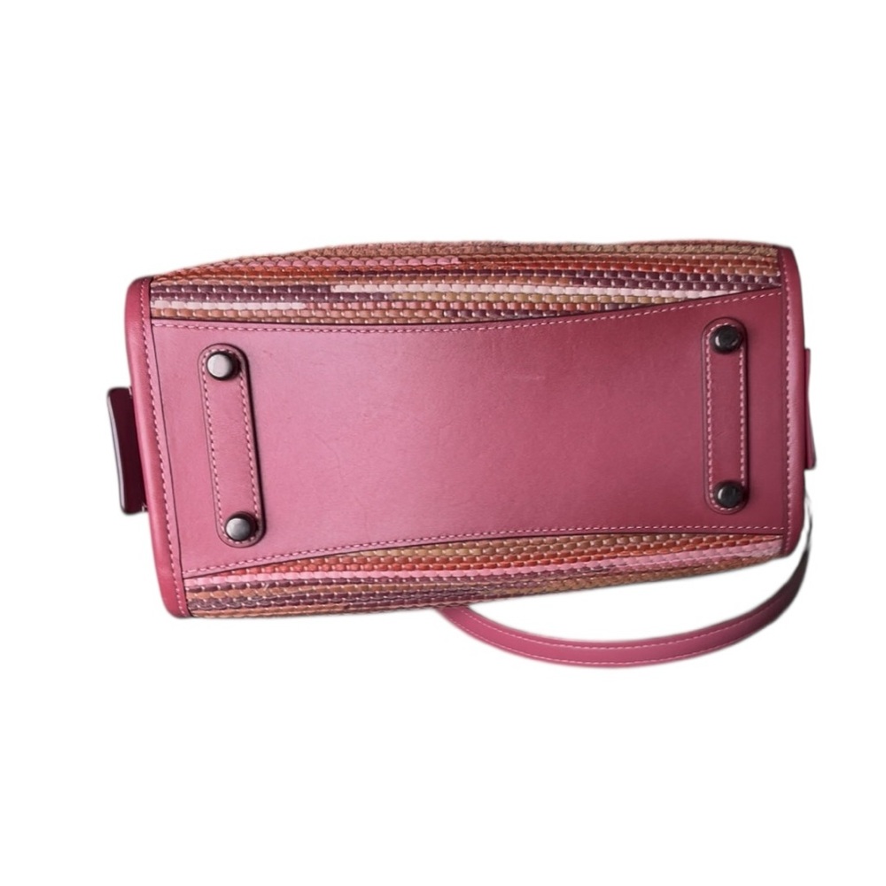 Coach Rogue 25 Mixed Weave Leather Top Handle Shoulder Bag Burgundy Multi - Picture 7 of 13